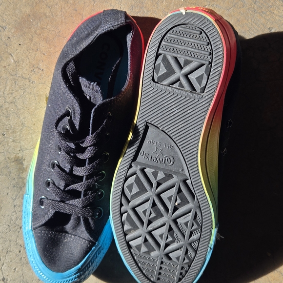 Converse Low Black Sneakers with Rainbow Soles - Picture 2 of 7